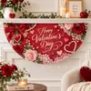 Bandera de Abanico de Medio Círculo Popular Transfronteriza para el Día de San Valentín, Tela Romántica de Corazón de Amor para Colgar en la Pared, Decoración para Fiestas Festivas, Fondo para Fotos