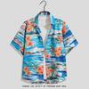 Verão Sensação de Seda Gelo Roupa Havaiana de Casal Sensação Casual Solta Camiseta de Manga Curta Top de Casal Praia de Sanya