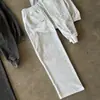 Outono e Inverno Americano Novo Moletom Trendy com Capuz Solto Estampa de Letras e Calça de Moletom Terno Casual Hip-Hop Transfronteiriço