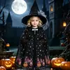 Comercio Exterior Transfronterizo Capa con Capucha Negra de Halloween para Niños Fiesta de Vacaciones Infantil Estilo Oscuro Dulce Fresco Capa