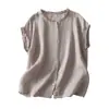Camisa no transparente, de longitud corta, con borde de volantes para figuras petite, elegante camisa de manga corta de un solo botón, estilo ligero