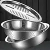 Juego de Tres Piezas de Recipiente Multifuncional para Cortar Verduras, Rallador de Acero Inoxidable, Rebanador de Papas, Rallador de Rábanos, Rallador