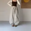 Calça Feminina 2026 Nova Coleção Primavera e Outono Calça de Algodão Patchwork de Perna Larga Infantil para Crianças Maiores, Calça Balloon Casual Solta
