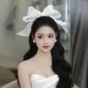 Pinza para el pelo de Satén Blanco Dulce Reductora de Edad con Lazo Grande Tridimensional Accesorios Versátiles para Vestido de Novia Princess Mori