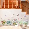 Nuevas pegatinas de pared decorativas románticas con diseño de mariposas y flores en maceta para dormitorio, sala de estar, diseño de habitación, pegatinas de pared de PVC extraíbles