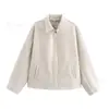 Moda Outono/Inverno 2025 Casaco de Lã Tricolor Cor Sólida Corte Amplo Zíper Roupas Femininas Transfronteiriças Amazon B88780