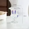 Vaso de Vidro Cristalizado com Contas e Renda Estilo Francês para Flores de Botão Borda Grossa Flangeada Abertura em Relevo Estilo Europeu Ornamentos Altos para Flores