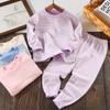 Outono e inverno para crianças de lã de seda roupas de outono calças de outono listradas terno desossado médio e grande roupas quentes para meninos e meninas