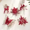 Adornos Colgantes de Copo de Nieve con Polvo Brillante de Nuevo Estilo Transfronterizos, Accesorios de Decoración para Árbol de Navidad de Plástico con Brillo de Forma Irregular
