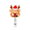 Porta-credencial retráctil de acrílico con brillantina navideña Papá Noel Reno Árbol de Navidad Personal Médico Portatelescópico para Identificación