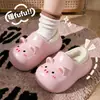 Bolsa de Invierno para Niños Cerdo con Zapatos de Algodón Cálidos Impermeable Más Terciopelo Sensación de Pisar Heces Pequeña y Mediana para Niños Bebé Pantuflas de Algodón