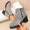 Botas Martin de tacón cuadrado, talla grande, para mujer, adecuadas para uso en exteriores, nuevo modelo otoño/invierno 2026, estilo europeo y americano, estampado de leopardo, con hebilla de cinturón, botines casuales