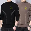 Ropa interior térmica con forro de terciopelo, engrosada y cálida, camiseta base para hombre con cuello semi-alto, camiseta de manga larga de color liso, top de otoño
