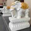 Talla de piedra Elefante mármol blanco pequeño elefante xiarishi tardío elefante un par de Villa Hotel patio puerta muelle decoración