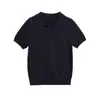 Exportación Transfronteriza Ropa de Mujer Estilo Europeo y Americano Verano 2025 Nueva Moda Simple Versátil Manga Corta Solapa Polo de Punto