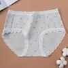 Roupa íntima feminina de algodão gaze colorida de cintura média, Roupa íntima macia de algodão classe A para mulheres, Roupa íntima antibacteriana com forro estendido 10A totalmente em algodão
