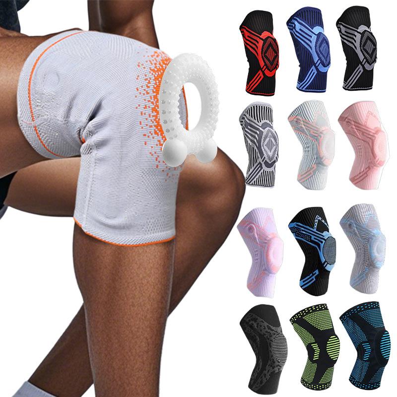 工厂定做批发logo跨境运动护具弹力透气针织膝盖套骑行篮球足球跑步支撑胶垫圈护膝