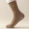 Calcetines Deportivos Antideslizantes Profesionales para Yoga para Mujer, Algodón Puro, Resistentes al Olor, Calcetines para el Suelo sin Costuras, Calcetines de Media Pantorrilla para Fitness, Running, Pilates