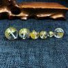 Cuentas de Cristal Blanco Natural con Cinco Sutras, Letras Doradas Electroplateadas, Mantra de Seis Palabras y Patrones de Nubes Auspiciosas, Disponibles en Varios Tamaños 8-16 mm