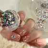 Lentejuelas Iridiscentes Polarizadas Ultra Delgadas para Uñas, Discos de Lunares, Polvo Brocado Nube Ópalo de Alto Brillo Cristal de Hielo, Jardín Secreto de Flores Secas