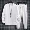 Conjunto Waffle Masculino Novo Outono Casual Esportivo Calças de Manga Longa Conjunto de Duas Peças Terno Tendência e Bonito
