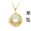 Temperamento europeo y americano dragón y fénix calcedonia blanca hebilla colgante estilo nacional bajo lujo chapado en oro hebilla collar jade blanco joyería hueca generación cabello