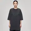 26 Modelos Nuevos de Esenciales de Niebla Algodón Puro Calle Alta Holgados Modernos Marca Estampada Camisetas de Manga Corta para Pareja