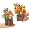 Barril de Madera de Graduación, Ramo de Peluche Tejido de Caquis y Girasoles, Regalo Inspirador para Ánimo de Exámenes