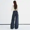 Jeans de trabalho juvenil Laranja # Outono com múltiplos bolsos, perna larga, para mulheres, corte solto, emagrecedor, casual, calça reta versátil, moderna