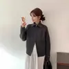 EGG 2025 Otoño Nuevo Moda Coreana Dongdaemun Cárdigan de Punto con Solapa Suéter Abrigo Mujer