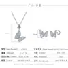 Collar Cadena Plata Esterlina S925 Mariposa Hueca Moissanita Aretes Joyería de Lujo Ligero Micro-Incustados Juego de Joyería Cruzada Certificado Gra