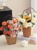Dia dos Namorados Chinês Sacola de Papel Kraft com Flores Cesta de Flores Cesta Pequena Caixa de Embalagem para Buquê Caixa de Flores Material para Arranjo Floral DIY