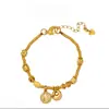 Pulsera de la Fortuna de Oro Arena con Incrustaciones de Diamante de Larga Duración con Diseño de Flor de Nube Auspiciosa, Pulsera de Carpa Flor de la Fortuna y la Prosperidad para Mujeres