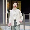 Novo Casaco Estilo Chinês Estilo Nacional Feminino Primavera e Outono Design de Alta Qualidade Retro Bordado Jacquard Botão Gola Vertical Blazer Top