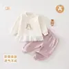 Conjunto Floral para Bebé Niña Primavera y Otoño Dulce Top con Adorno de Encaje Pantalones Jogger Casuales para Bebé Conjunto de Dos Piezas Ropa para Salir