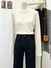 Tejido de hilo de núcleo Básico estilo top de punto base para mujer 2026 Color liso manga larga suave y liso ropa interior Top temporada Primavera y Otoño