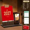Índice para Archivador de Hojas Sueltas Soporte de Madera Portabolígrafos Calendario de Escritorio 2027 Logo Personalizado Adorno de Negocios Calendario Personalizado Publicidad Corporativa