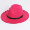 Chapéu de feltro liso de origem transfronteiriça Amazon, chapéu de feltro de cor sólida, chapéu de jazz retrô britânico, fedora de aba reta para homens e mulheres
