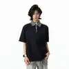 Camiseta tipo polo versátil de manga corta para hombre y mujer, estilo "old money" juvenil, con estampado, solapa, bloques de color minimalistas, tipo dos piezas