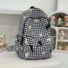 Mochila Xadrez Estilo Japonês Ins 2025, Grande Capacidade, Estampa Fresca e Fofa, Mochila para Estudante e Comutador