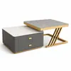 Mesa de centro de losa de roca de lujo ligero para sala de estar, juego de mesa de té moderno minimalista integrado para apartamento pequeño, mesa de centro para apartamento pequeño