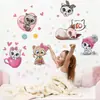 Brup Adesivo de Parede Gato Coração Curativo Decoração de Parede de Fundo para Quarto Infantil Adesivo Decorativo Removível Br4727C