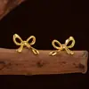 Aretes de Lazo de Plata Esterlina S925 Chapados en Oro de 18K para Mujer, Perforación de Oreja Nicho de Alta Gama, Aretes de Lujo Accesible de Exportación Más Vendidos