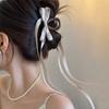 Pinza de Agarre con Lazo de Cinta Negra 2023 Nuevo Parte Trasera de la Cabeza Cabello Horquilla Escarchada Pinza de Tiburón Femenina Accesorios para el Cabello Rojo de Internet
