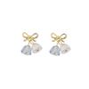 Nuevos pendientes de botón con forma de campana pequeña con lazo dulce Mori con aguja de plata S925 para mujer de Corea del Sur, elegantes y sencillos pendientes de moda