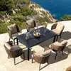 Mesas e Cadeiras de Exterior Cadeiras de Rattan Varanda Pátio Externo Jardim Villa Mesas e Cadeiras Terraço de Lazer Combinação de Mesa de Madeira Plástica Rattan