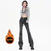 Jeans Skinny Cinza Fumê Vintage Americano High Street Feminino Verão Novo Cintura Alta Ajuste Slim Calças Ferradura