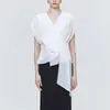 Diseño de Verano 2026 Moda Color Sólido Versátil Top Camisa Blanca de Manga Corta Negro Transmisión en Vivo Distribución Transfronteriza