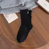 Meias Femininas de Outono e Inverno com Bloqueio de Cores Único e Tendência, Versão Ab, Bordadas com Gatinhos, Peixes e Letras, Meias de Cano Médio, Meias Slouch de Ponto Duplo