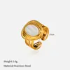 2025 Nuevo Lujo Accesible Nicho Retro Europeo y Americano Anillo de Corazón de Concha Blanca de Oro de 18 Quilates Textura de Alta Gama Moderno y Versátil